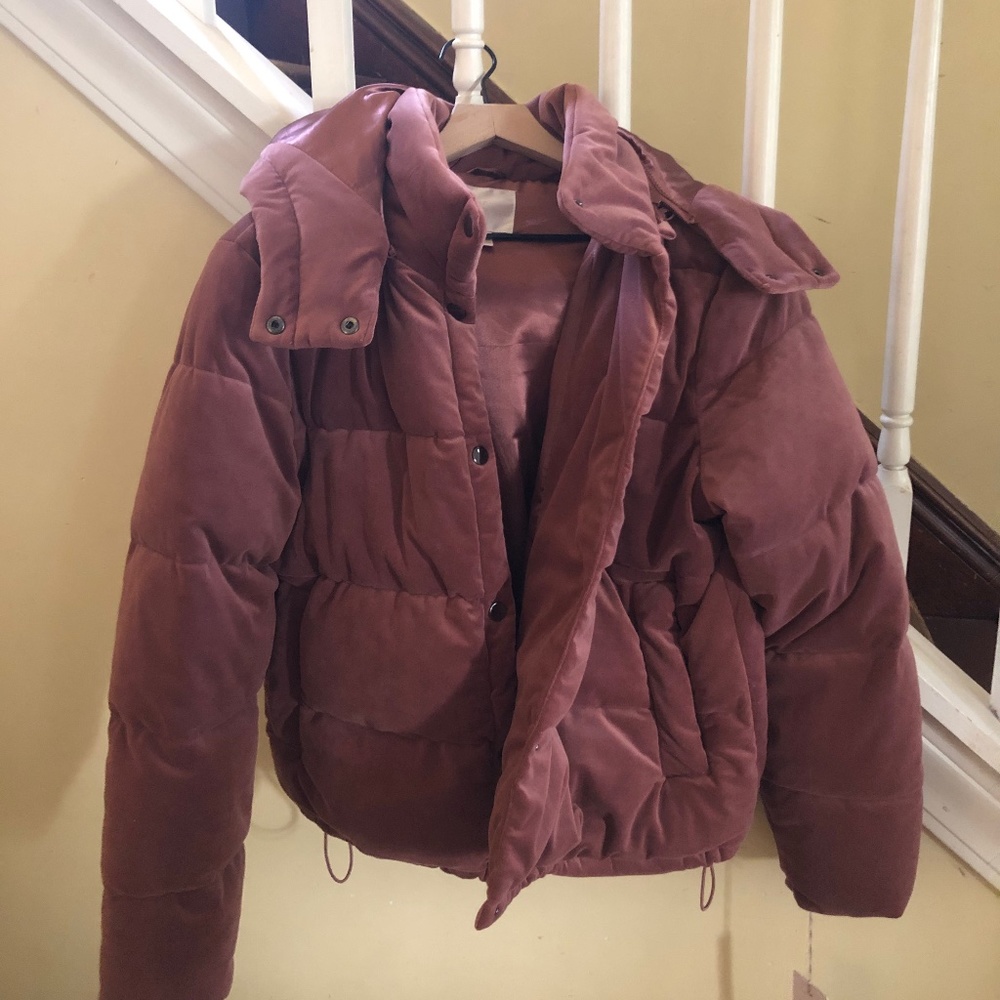 NWT RACHEL PARCELL Velvet Puffer Coat